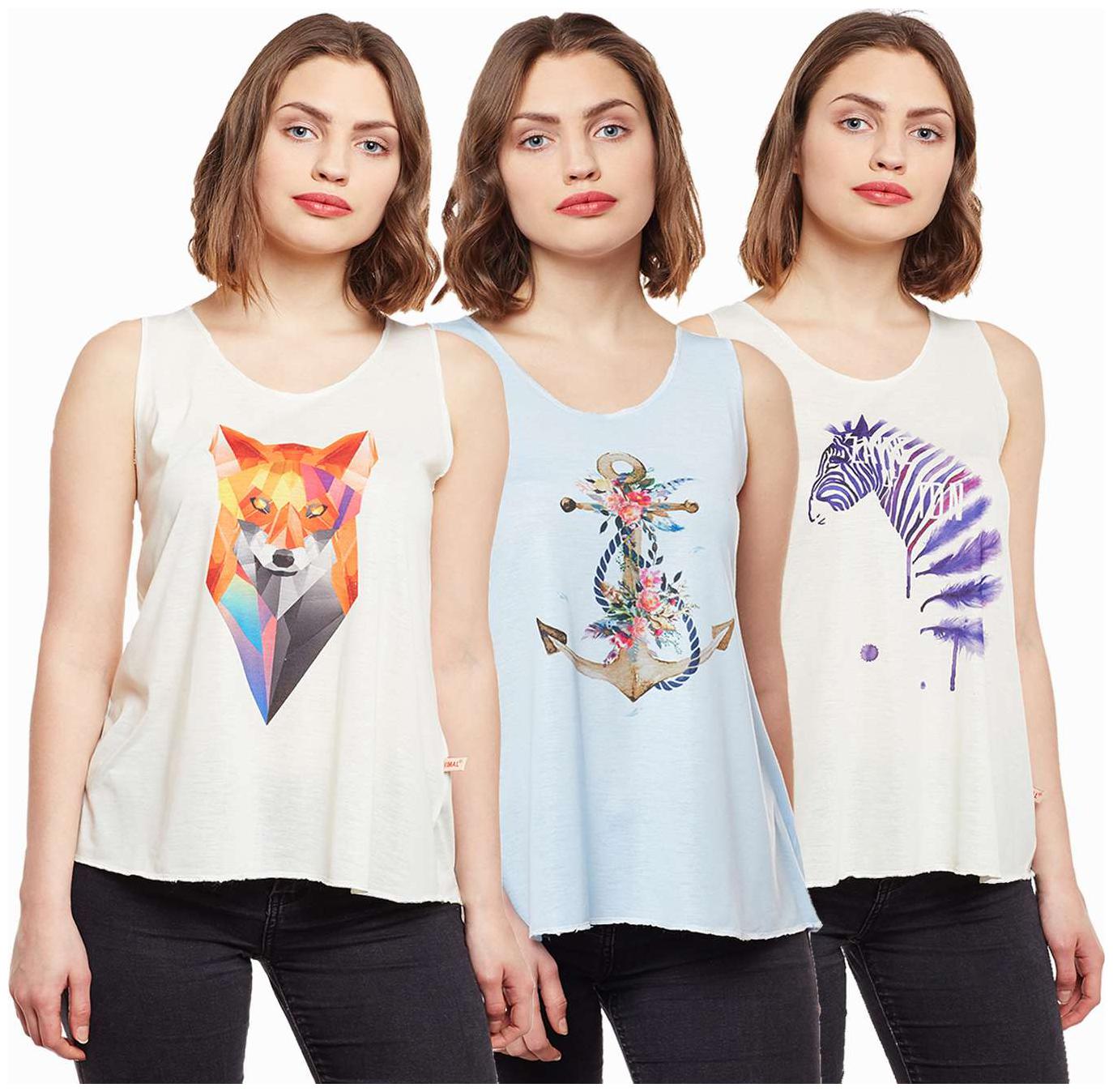 

Vimal Jonney Multicolor Cotton Tops Women(Pack Of 3)