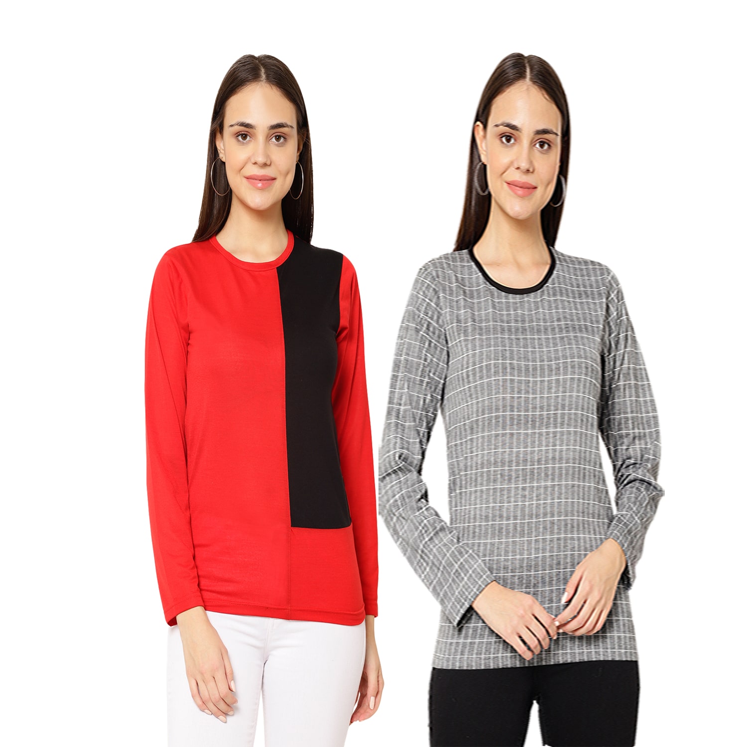 

VIMAL JONNEY Women Multi Regular fit Round neck Cotton T shirt