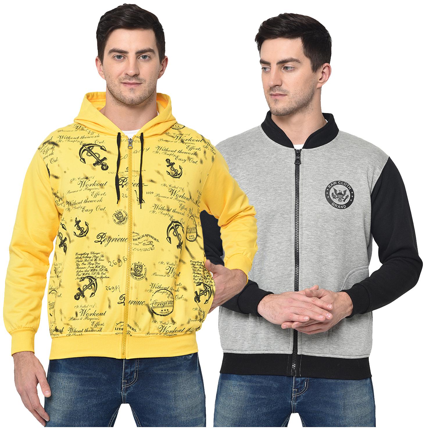 

VIMAL JONNEY Men Yellow Grey Hooded Hoodie