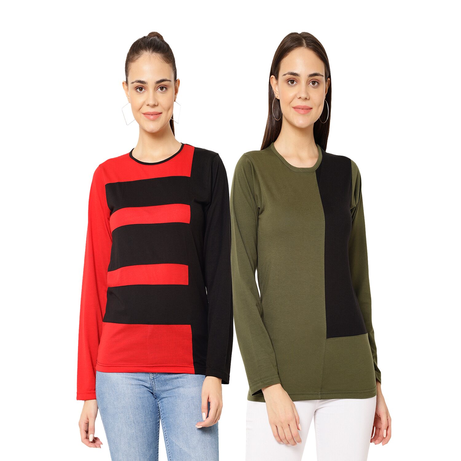 

VIMAL JONNEY Women Multi Regular fit Round neck Cotton T shirt