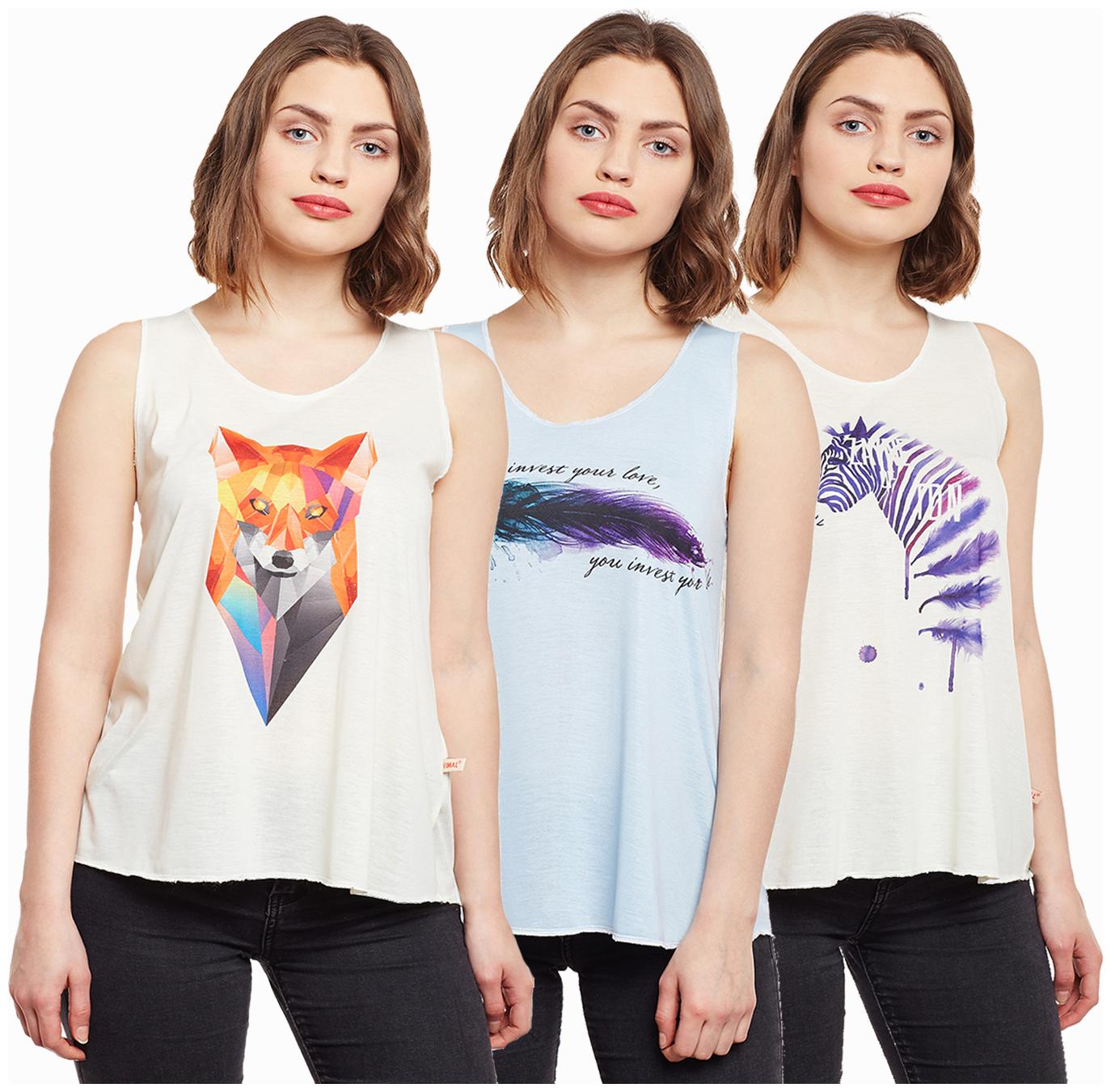 

Vimal Jonney Multicolor Cotton Tops Women(Pack Of 3)