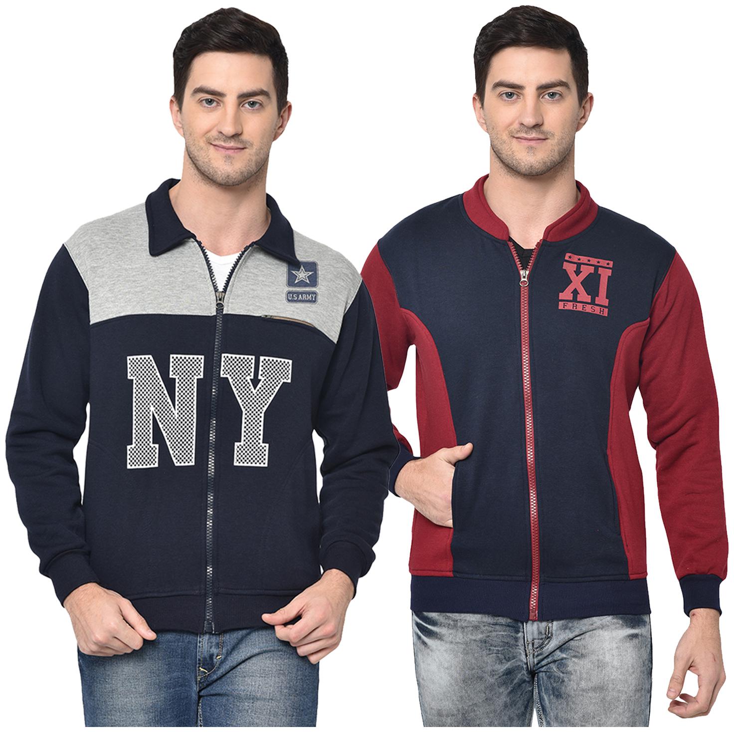 

VIMAL JONNEY Cotton Blend Colourblocked Multi Color Sweatshirt For Men (Pack Of 2)