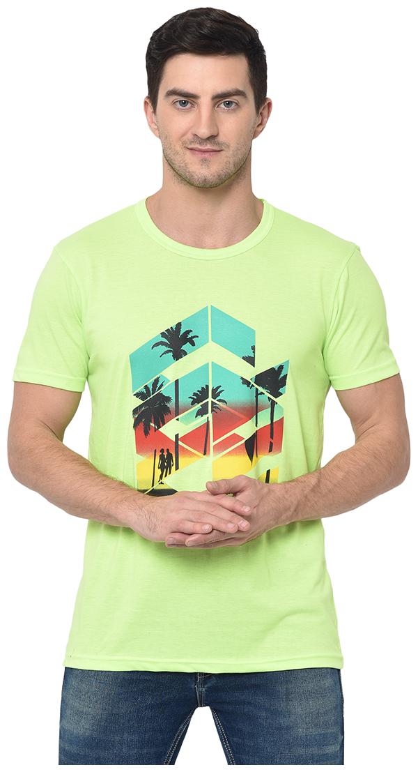 

VIMAL JONNEY Men Green Regular fit Cotton Blend Round neck T-Shirt - Pack Of 1