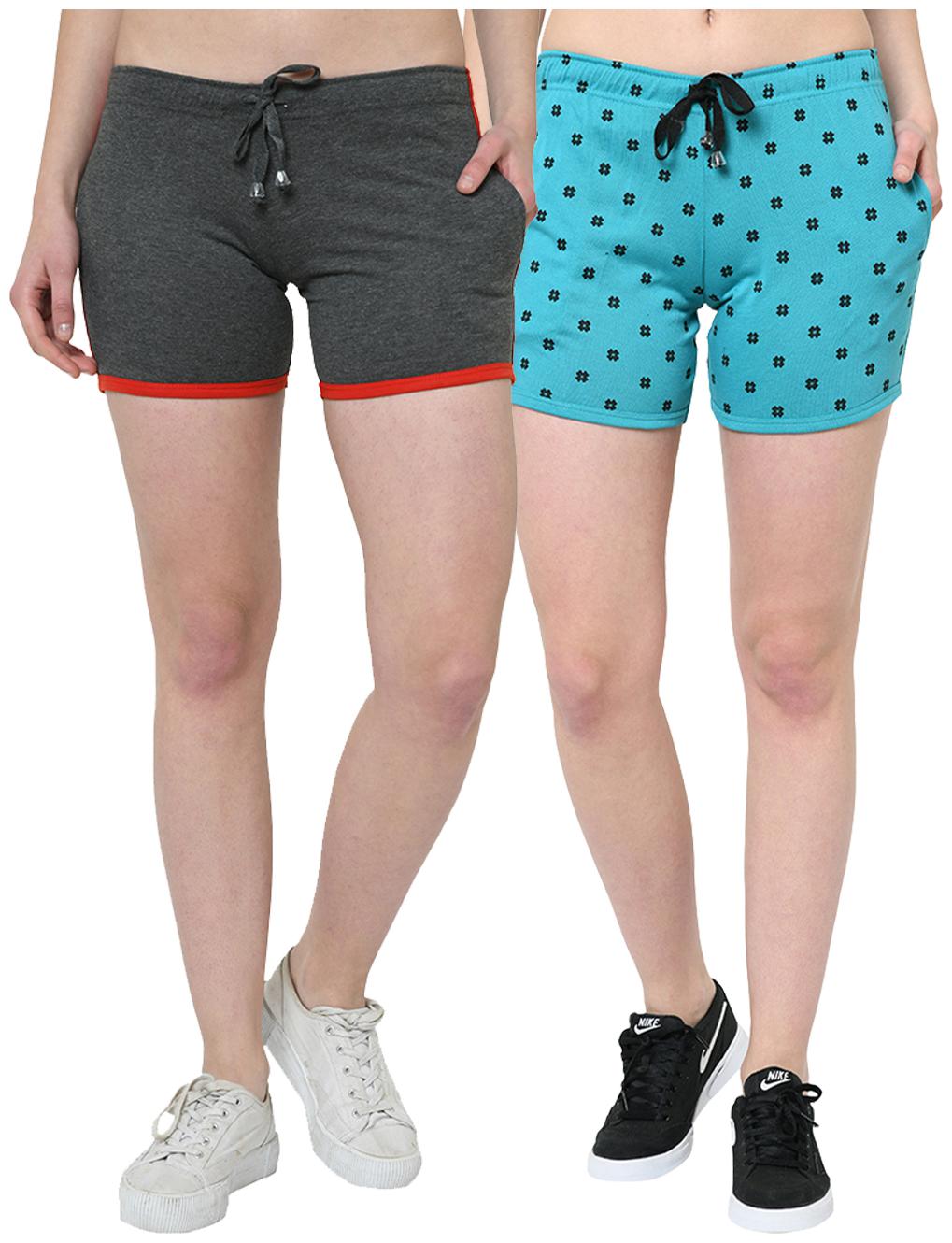 

VIMAL JONNEY Women Printed Regular shorts - Grey Blue