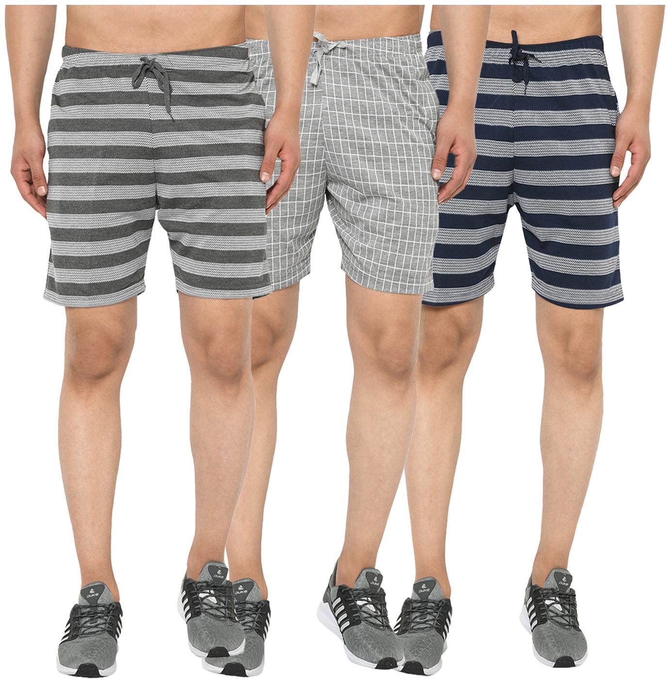 

VIMAL JONNEY Men Grey Navy Blue Regular Fit Regular Shorts