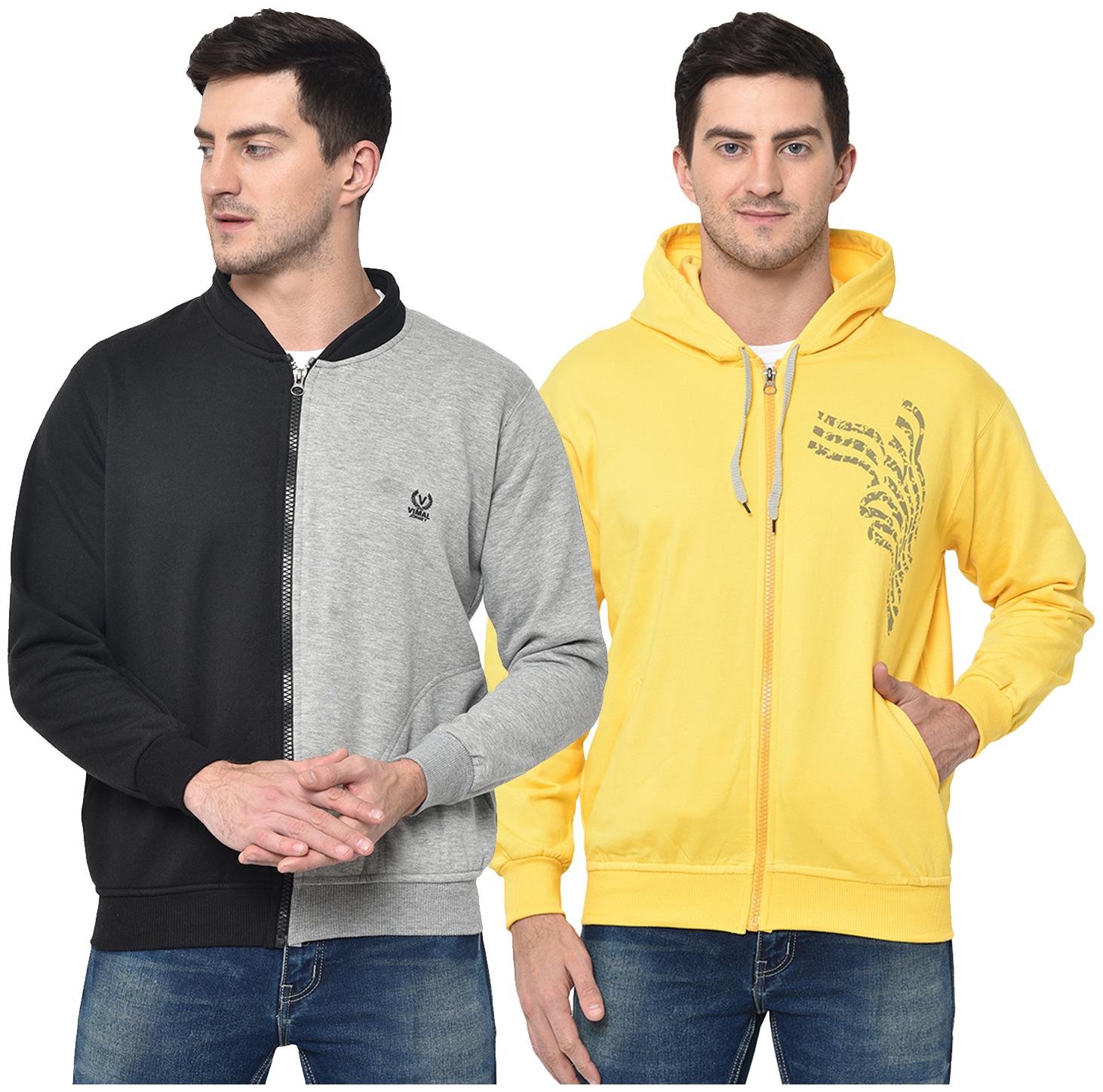 

VIMAL JONNEY Cotton Blend Colourblocked Multi Color Sweatshirt For Men (Pack Of 2)