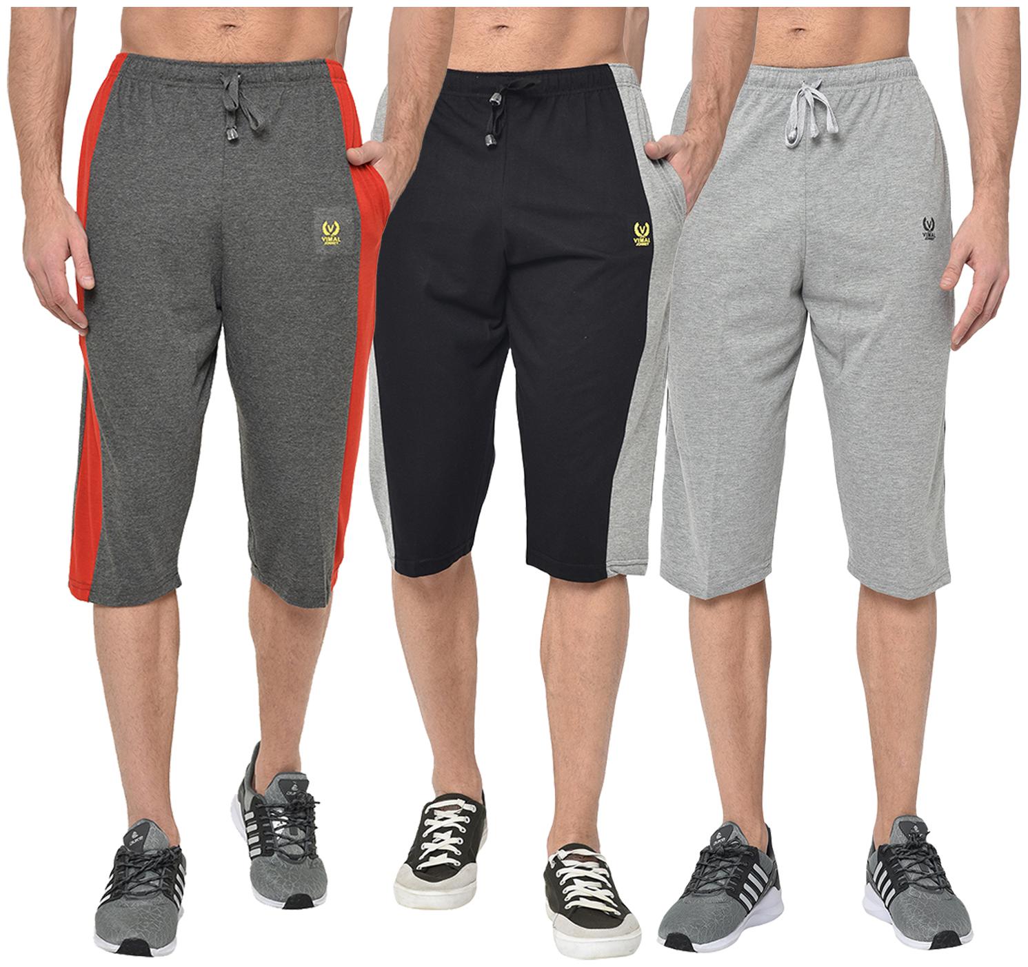 

VIMAL JONNEY Men Grey Black Regular Fit Regular Shorts