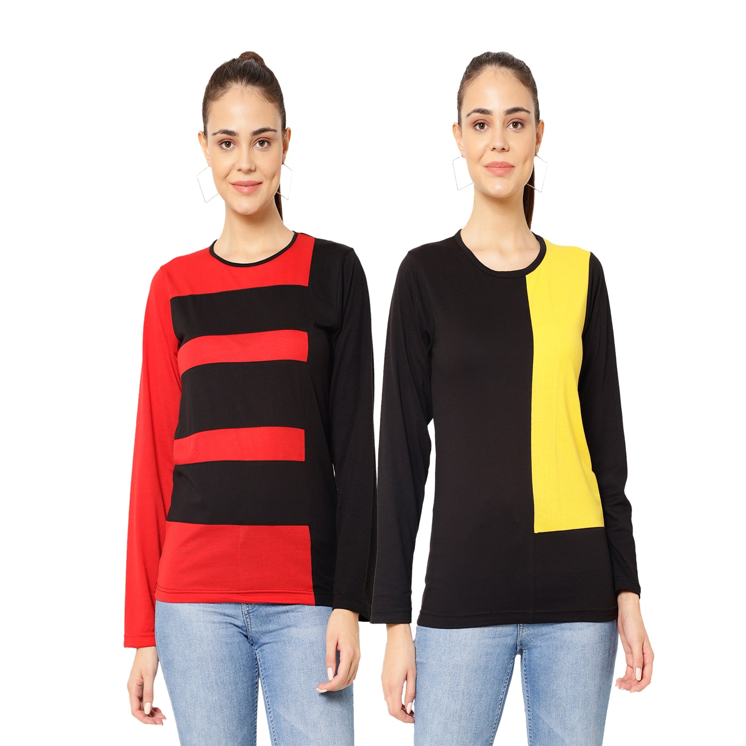 

VIMAL JONNEY Women Multi Regular fit Round neck Cotton T shirt