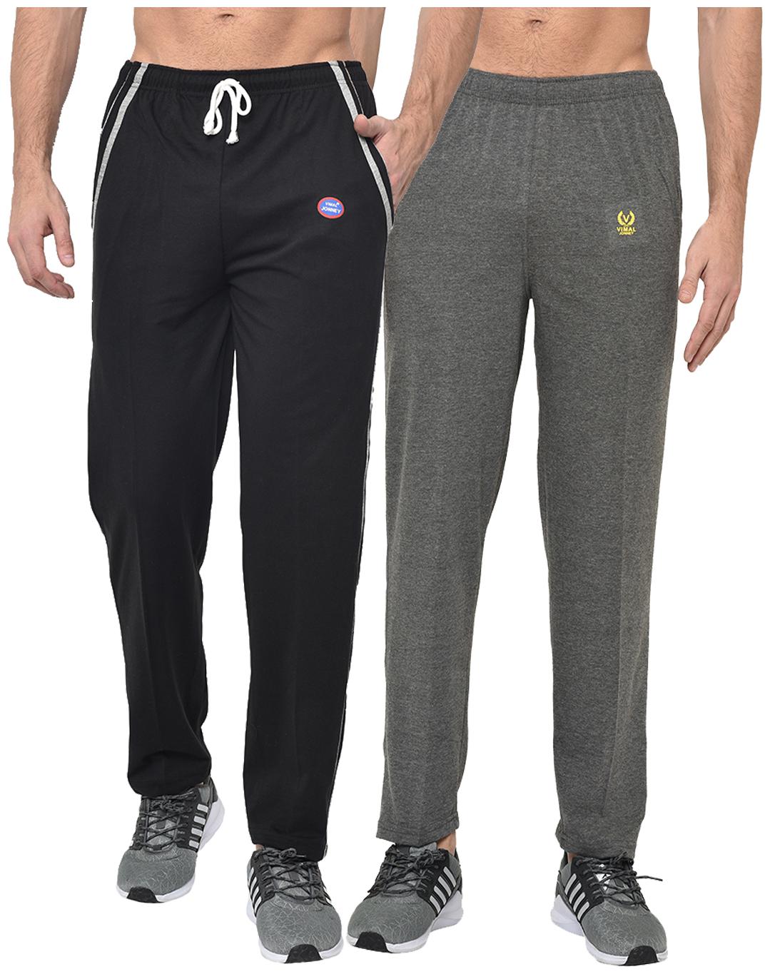 

VIMAL JONNEY Men Black Grey Solid Regular fit Track pants