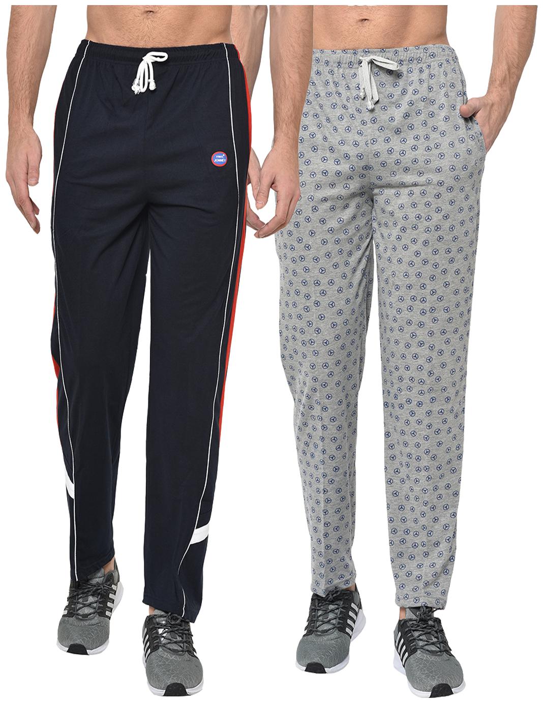 

VIMAL JONNEY Cotton Blend Printed Grey Navy Blue Track Pants For Men
