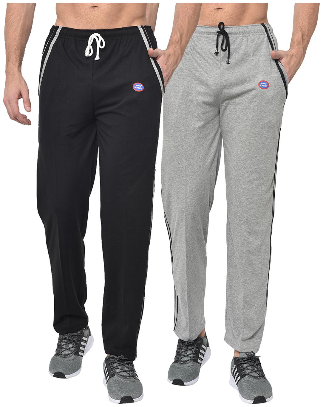 

VIMAL JONNEY Men Black Grey Solid Regular fit Track pants
