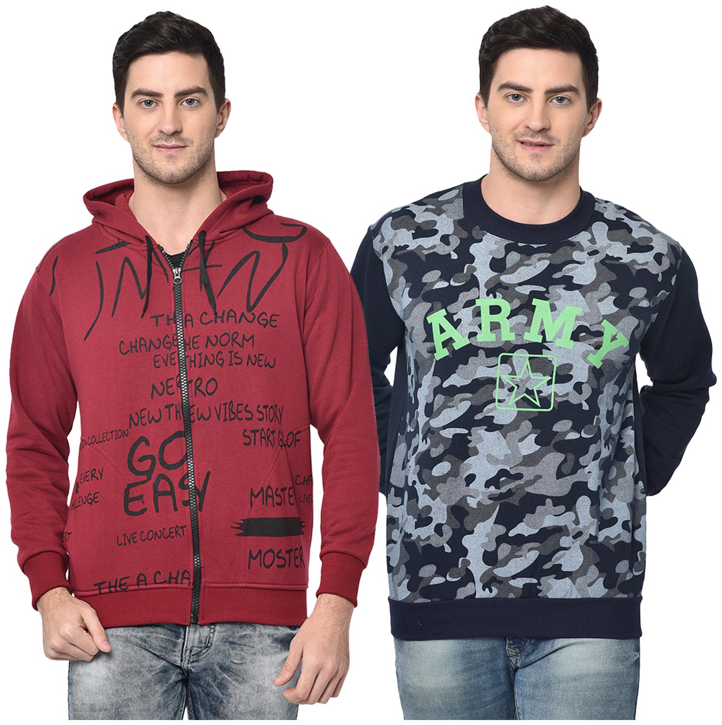 

VIMAL JONNEY Men Maroon Black Hooded Hoodie