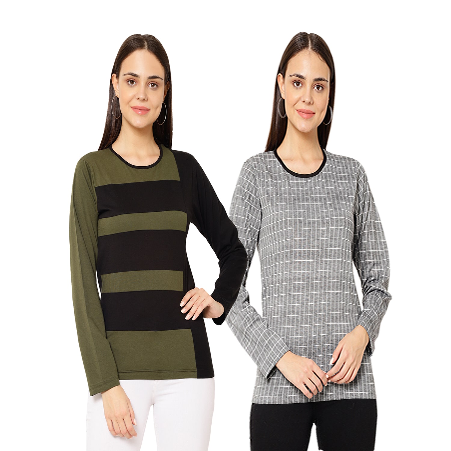 

VIMAL JONNEY Women Multi Regular fit Round neck Cotton T shirt