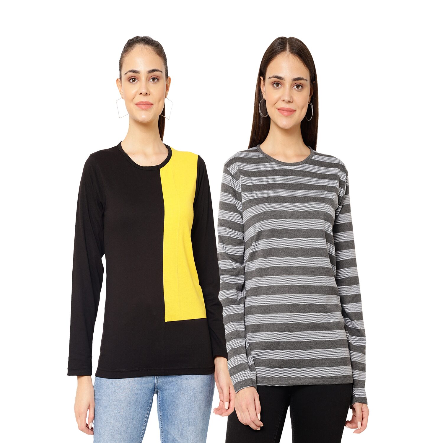 

VIMAL JONNEY Women Multi Regular fit Round neck Cotton T shirt