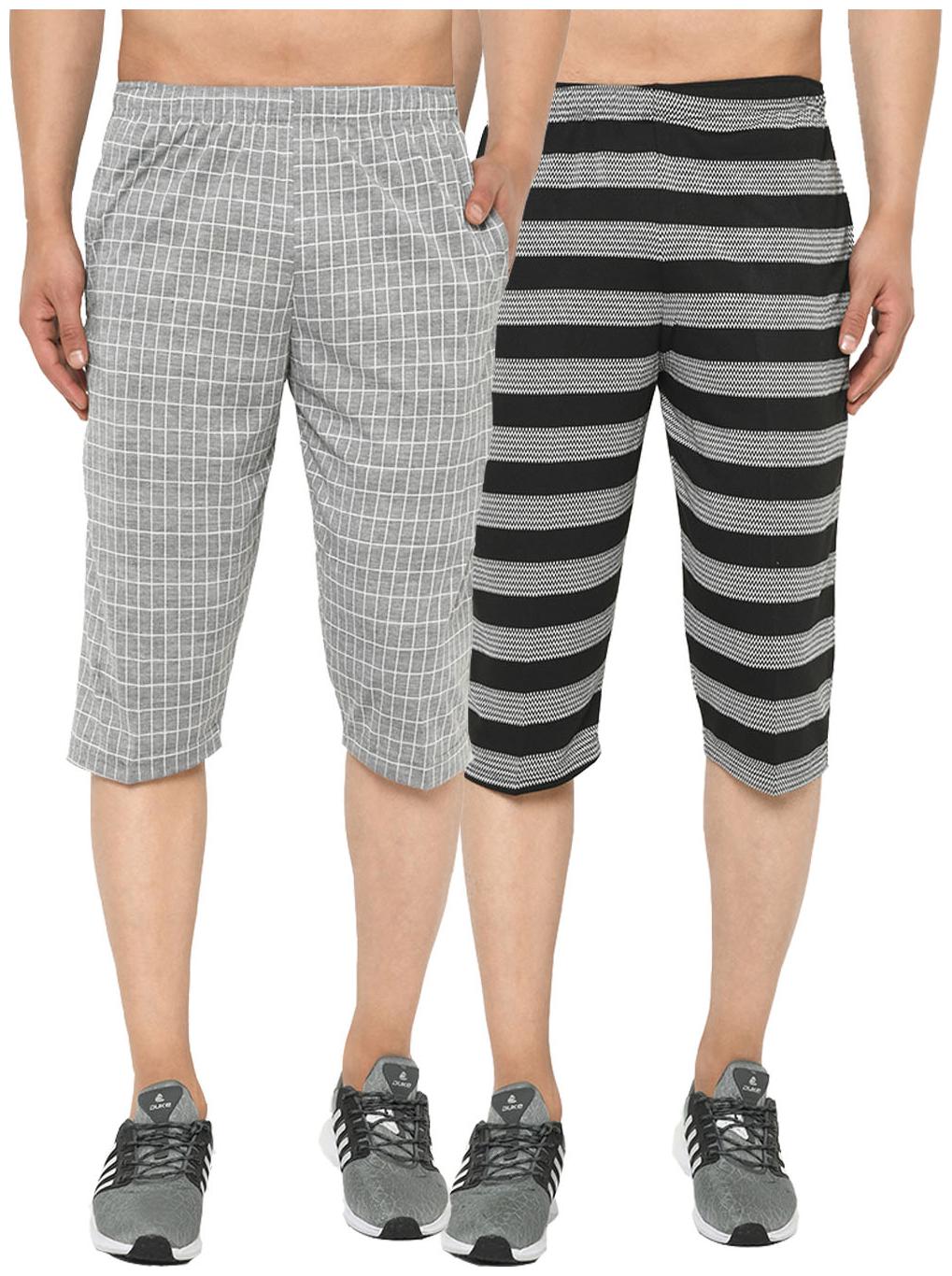 

VIMAL JONNEY Men Grey Black Regular Fit Regular Shorts