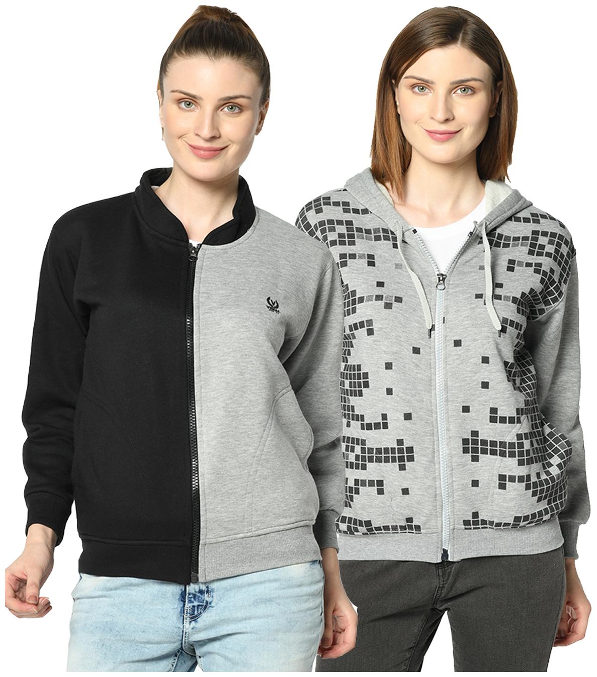 

VIMAL JONNEY Women Printed Hoodie - Black Grey
