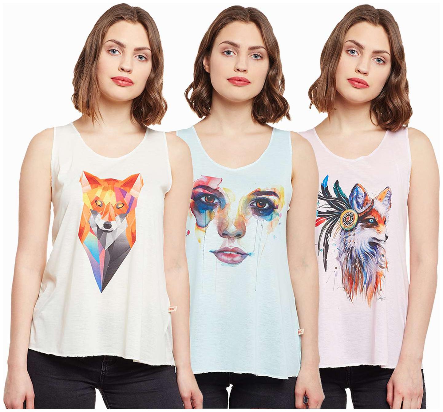 

Vimal Jonney Multicolor Cotton Tops Women(Pack Of 3)