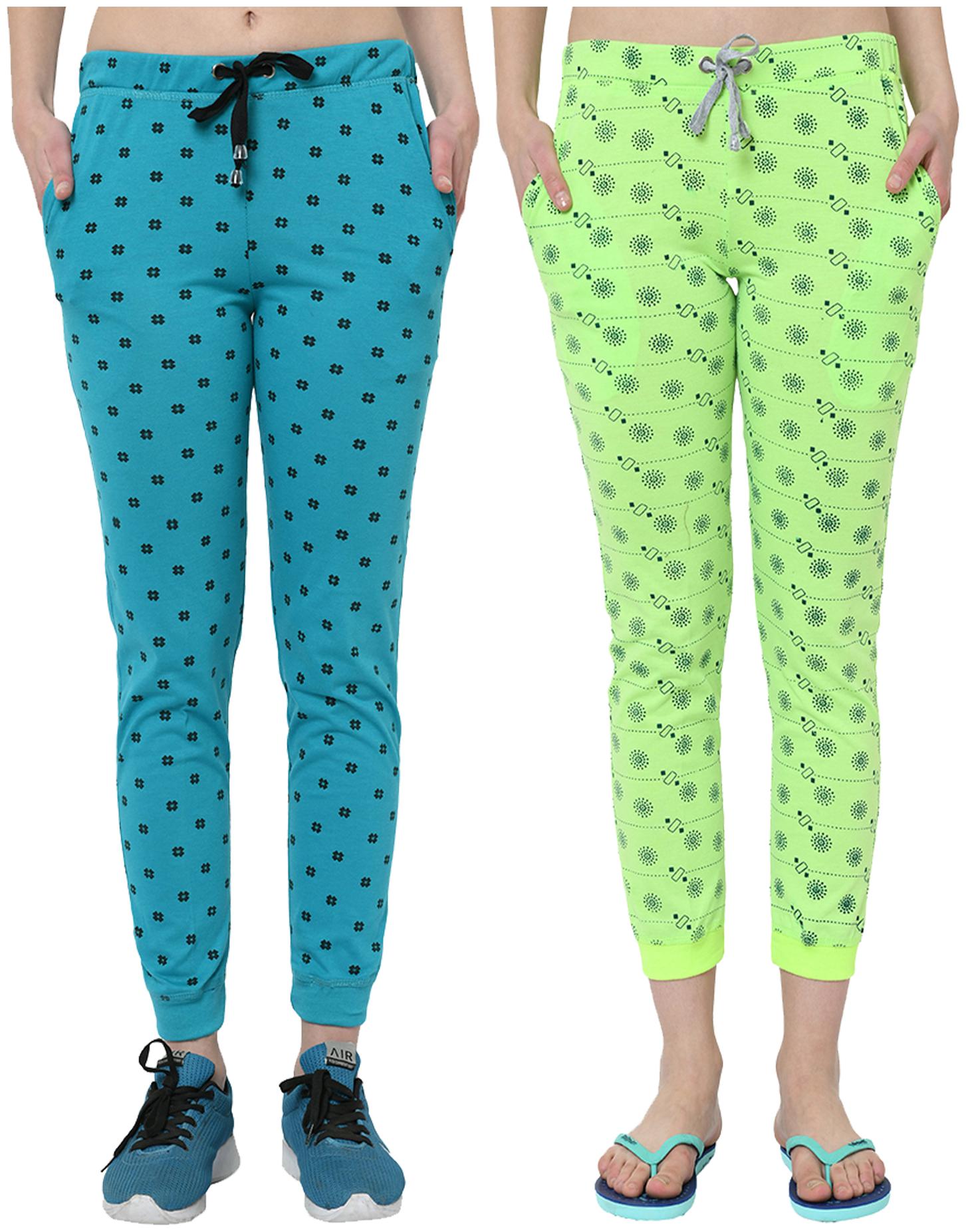 

VIMAL JONNEY Women Cotton Blend Printed Blue Green Joggers