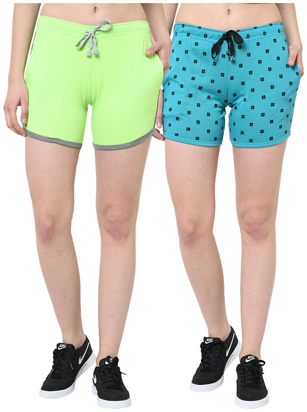 

VIMAL JONNEY Women Printed Regular shorts - Green Blue