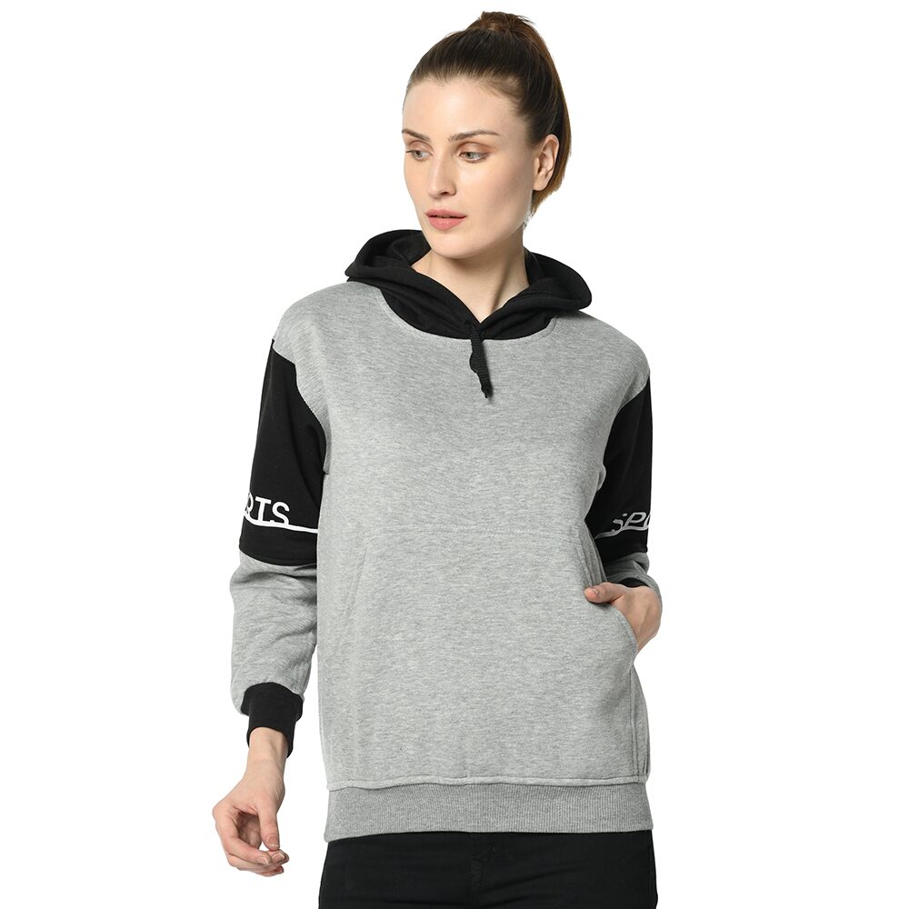 

VIMAL JONNEY Women Colourblocked Sweatshirt - Grey Black