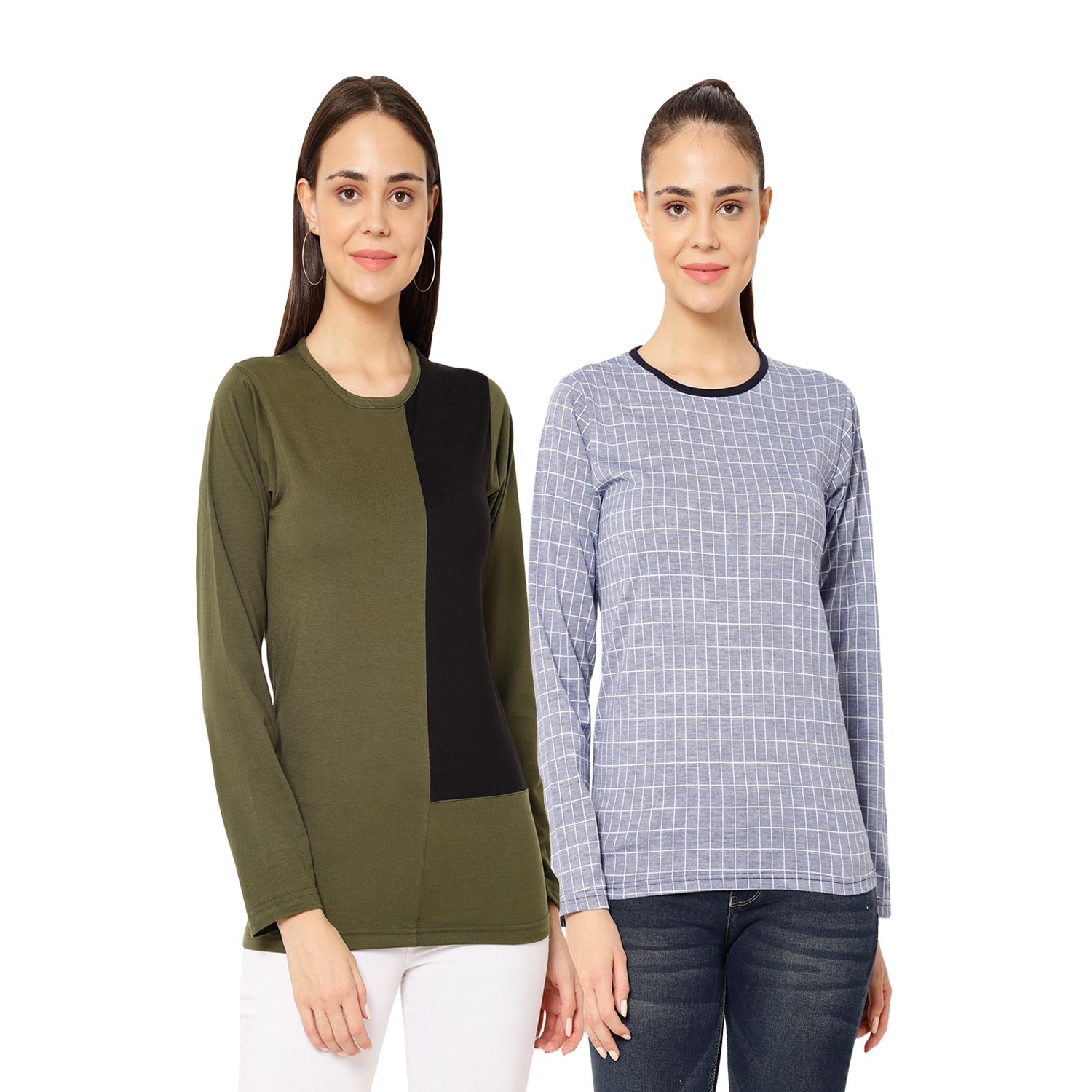 

VIMAL JONNEY Women Multi Regular fit Round neck Cotton T shirt