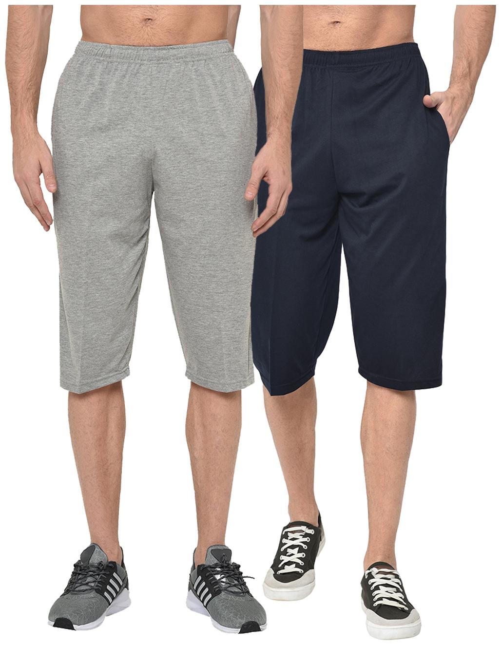 

VIMAL JONNEY Men Grey Navy Blue Regular Fit Regular Shorts