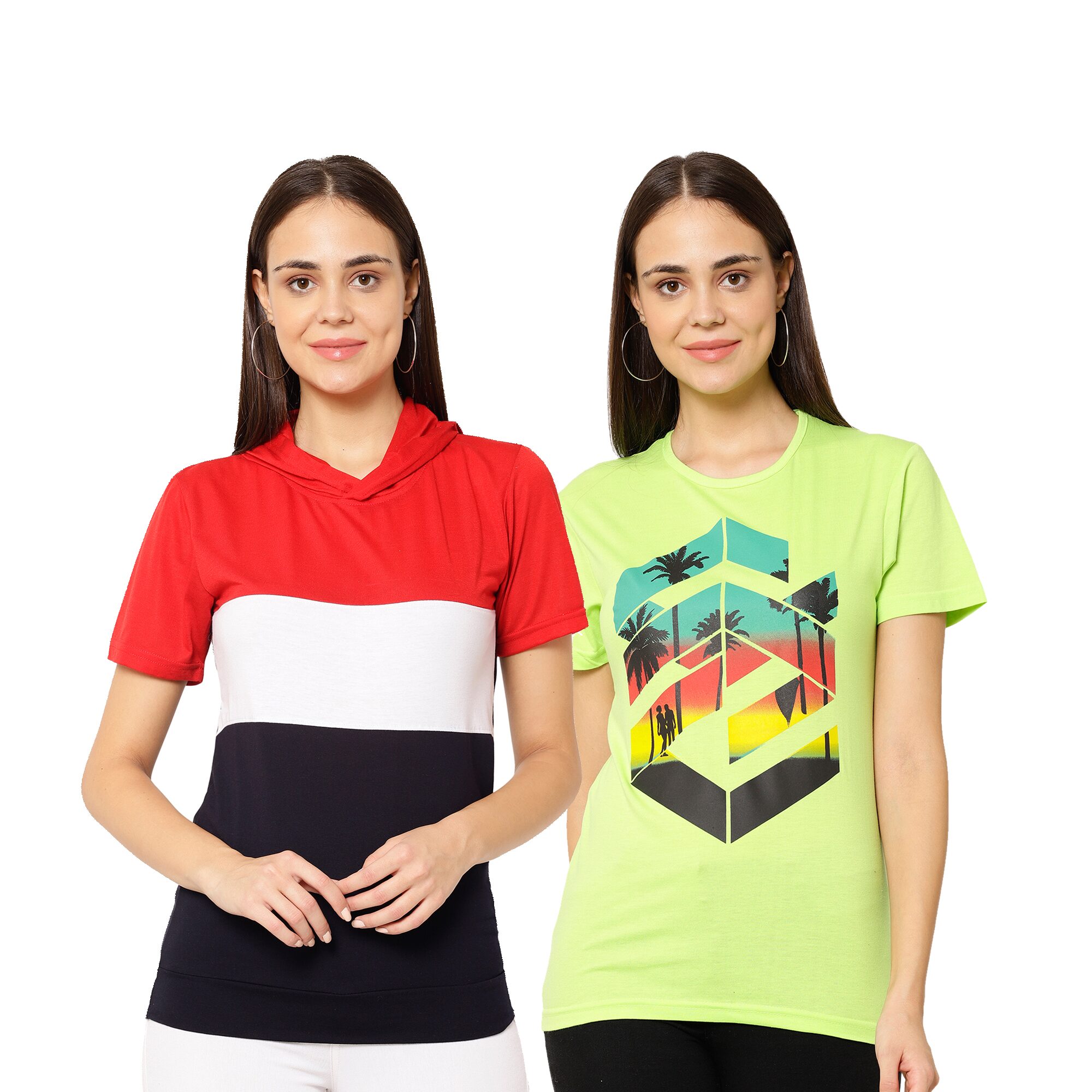 

VIMAL JONNEY Women Multi Regular fit Round neck Cotton T shirt