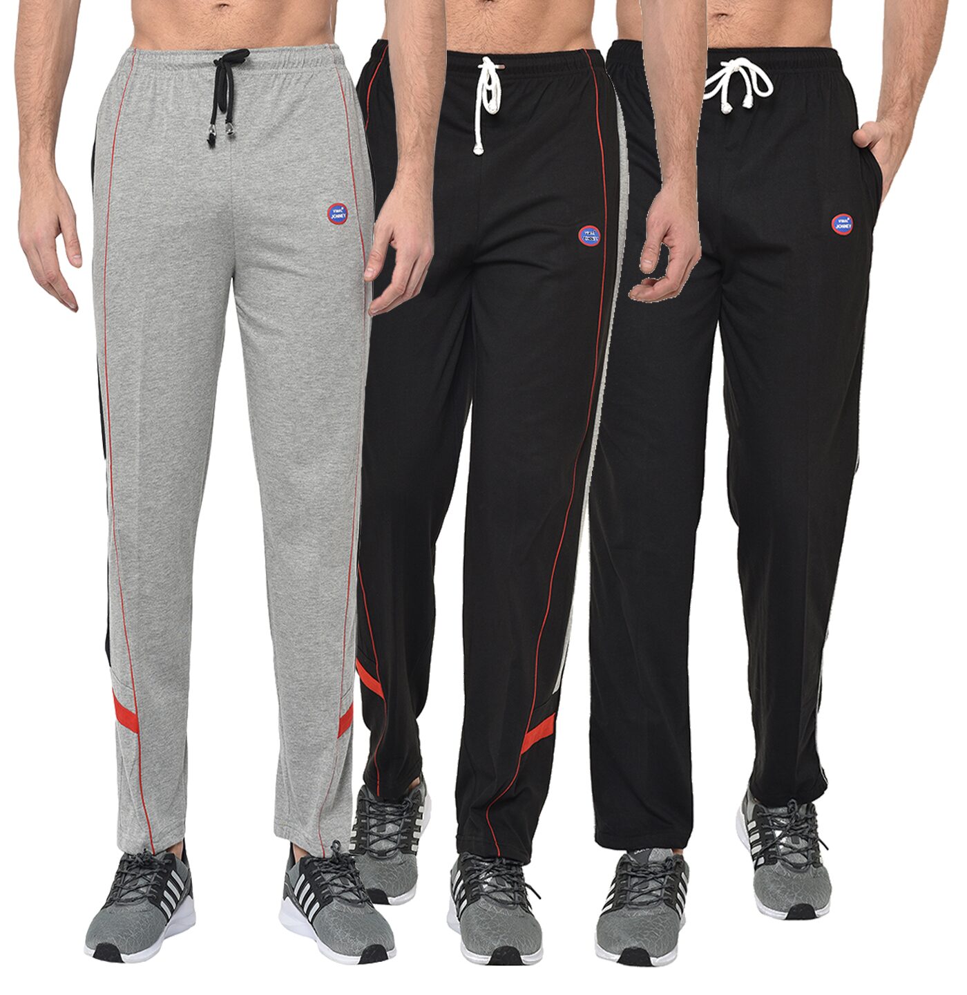 

VIMAL JONNEY Men Black Grey Solid Regular fit Track pants