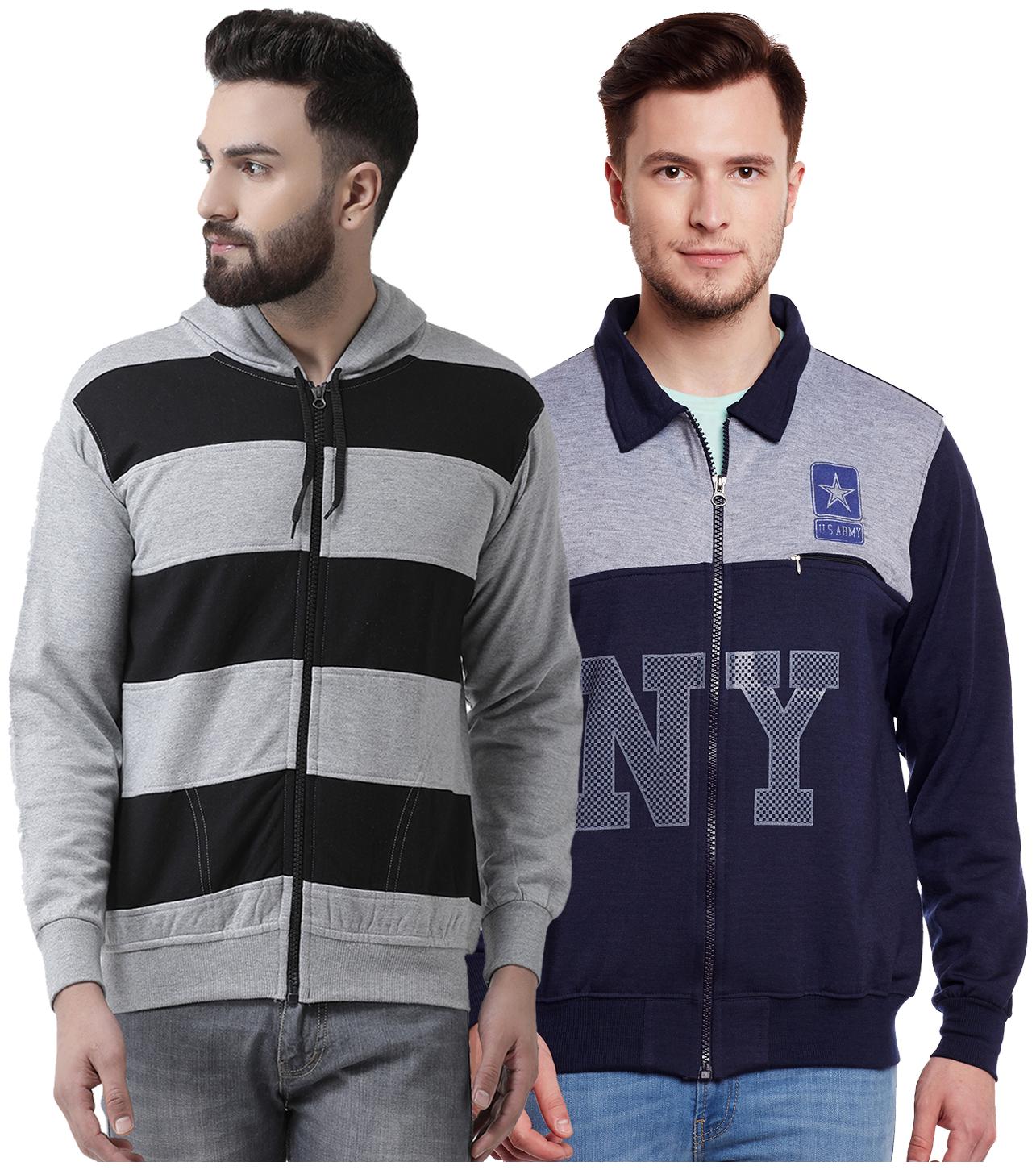 

VIMAL JONNEY Multicolor Cotton Sweatshirts For Men(Pack Of 2)