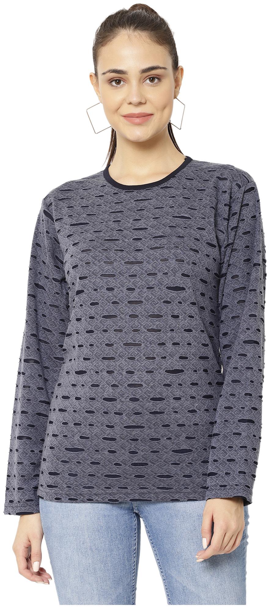 

VIMAL JONNEY Women Grey Regular fit Round neck Blended T shirt