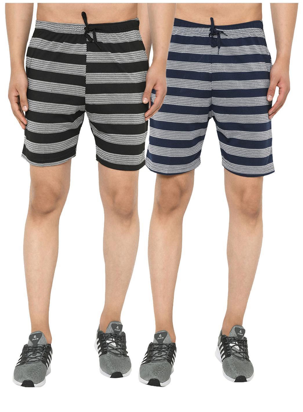 

VIMAL JONNEY Men Black Navy Blue Regular Fit Regular Shorts