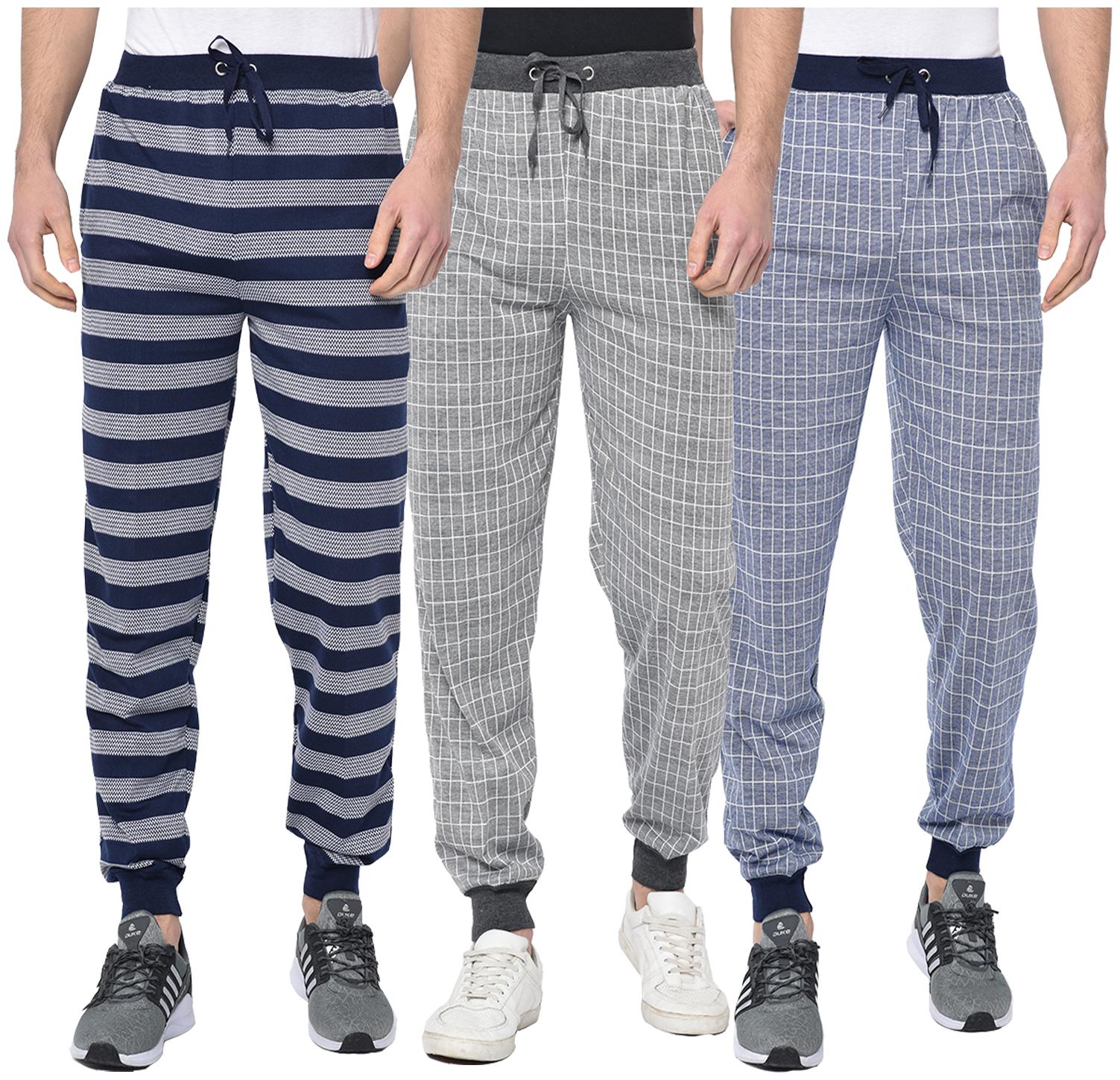 

VIMAL JONNEY Men Blue Grey Striped Regular fit Joggers