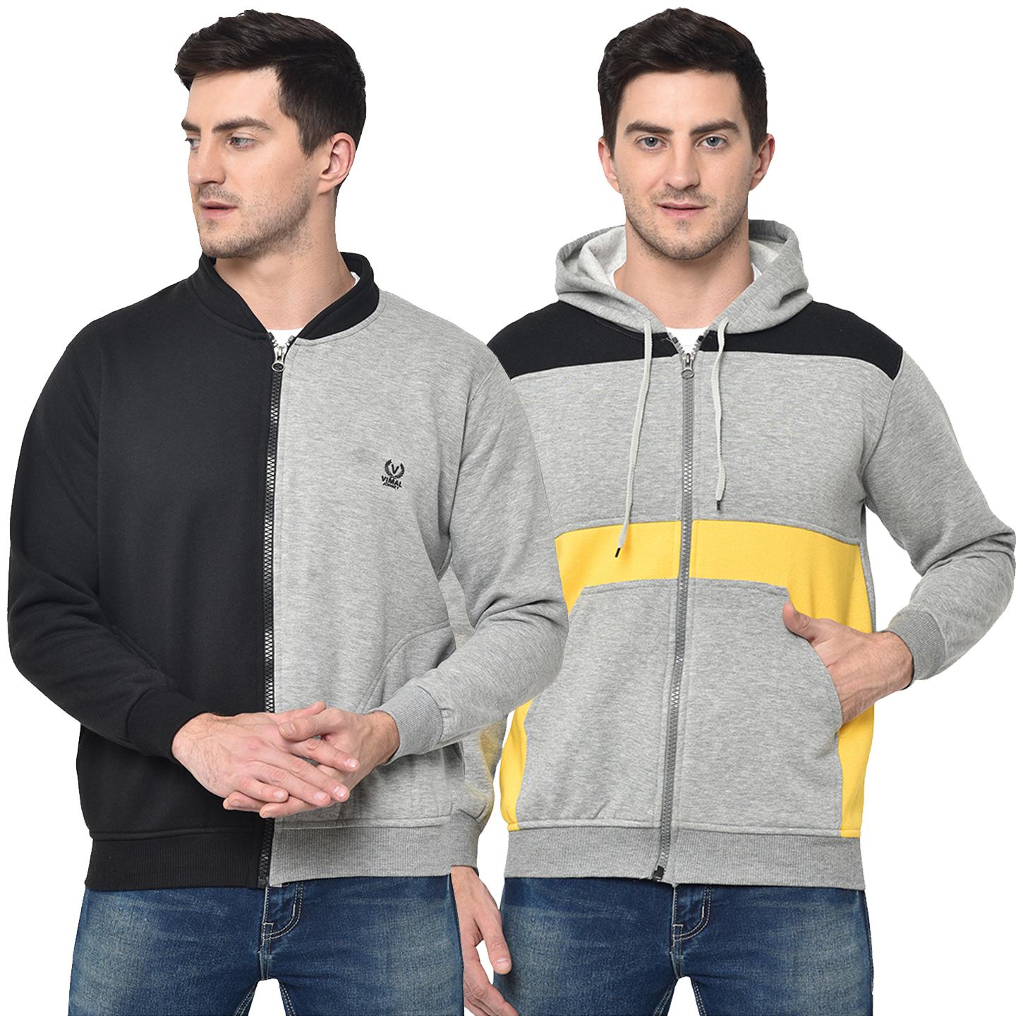 

VIMAL JONNEY Cotton Blend Colourblocked Multi Color Sweatshirt For Men (Pack Of 2)