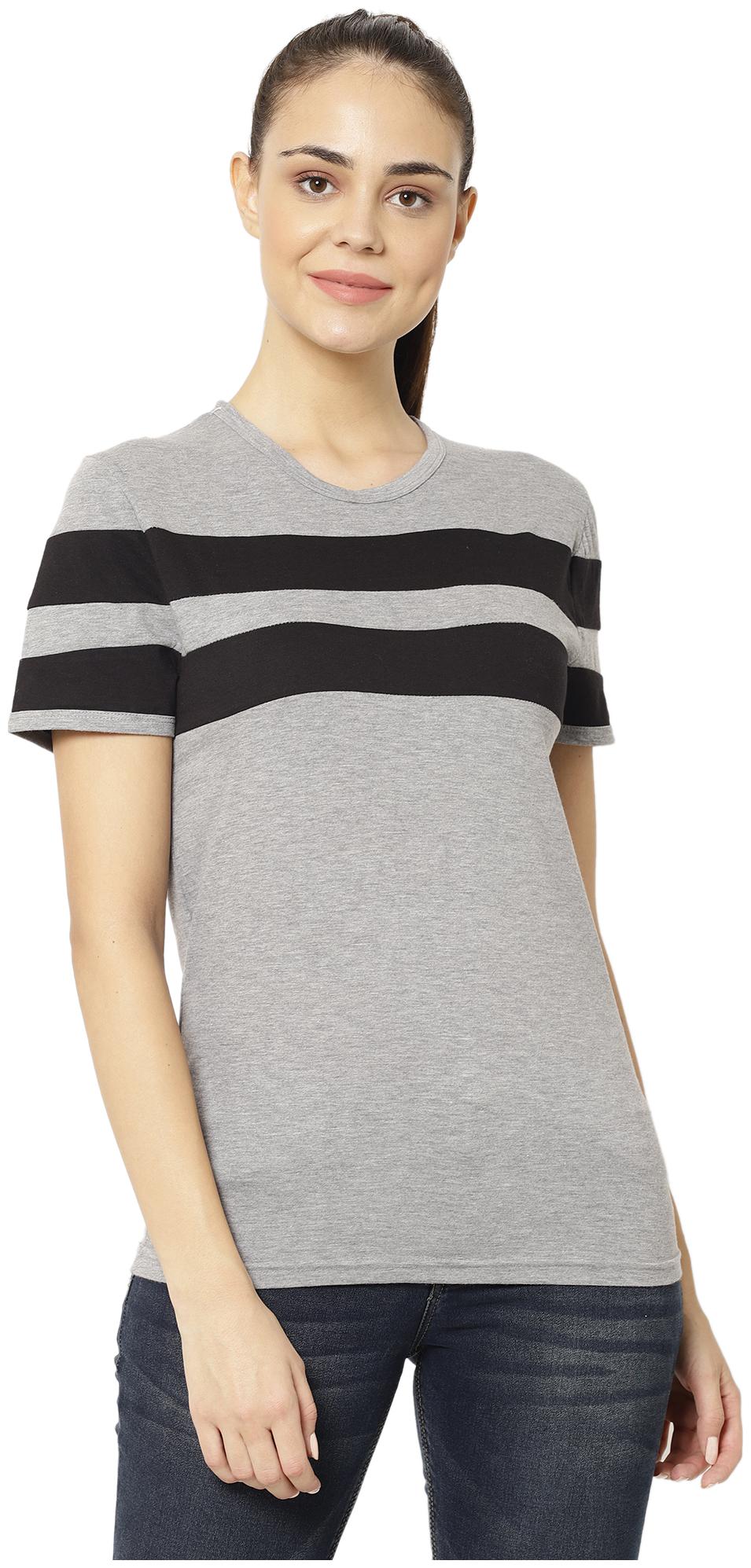 

VIMAL JONNEY Women Grey Regular fit Round neck Blended T shirt