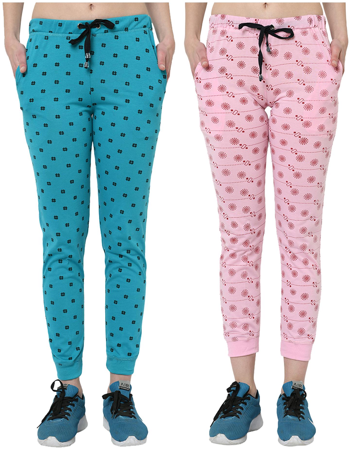 

VIMAL JONNEY Women Cotton Blend Printed Blue Pink Joggers