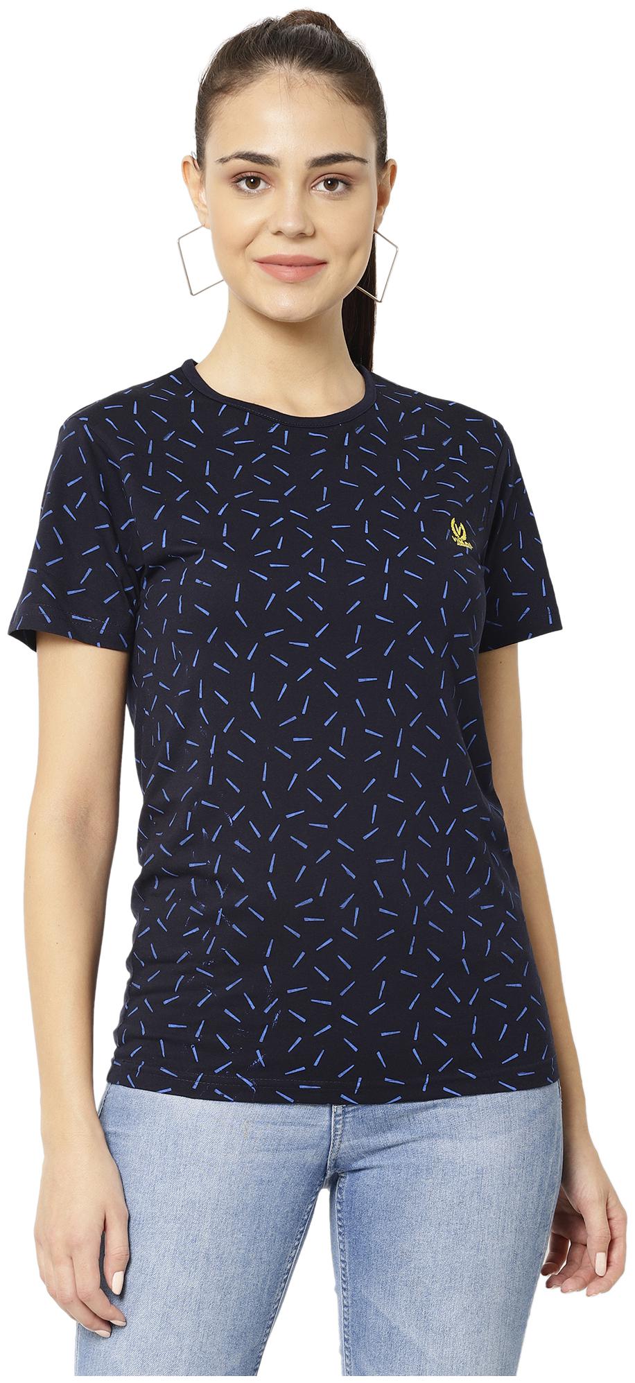 

VIMAL JONNEY Women Blended Printed T Shirt Navy Blue