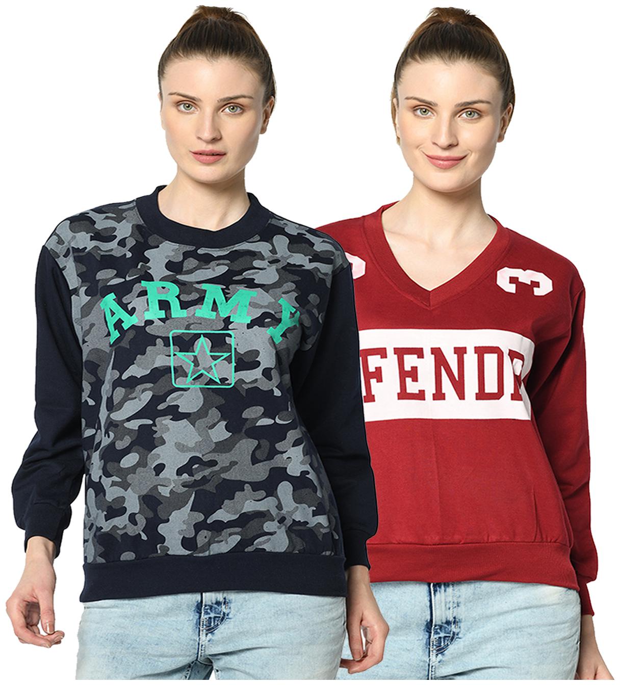 

VIMAL JONNEY Women Printed Sweatshirt - Blue Red
