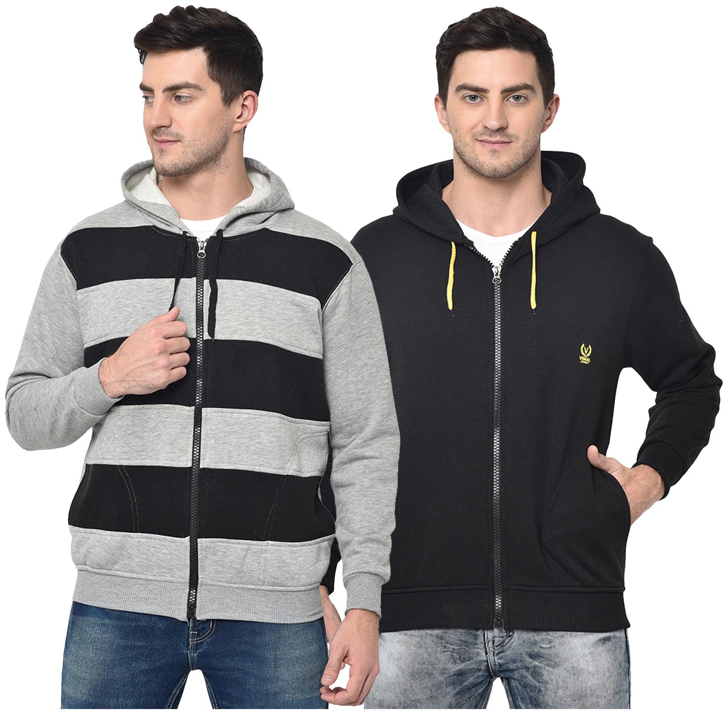 

VIMAL JONNEY Men Black Grey Hooded Hoodie