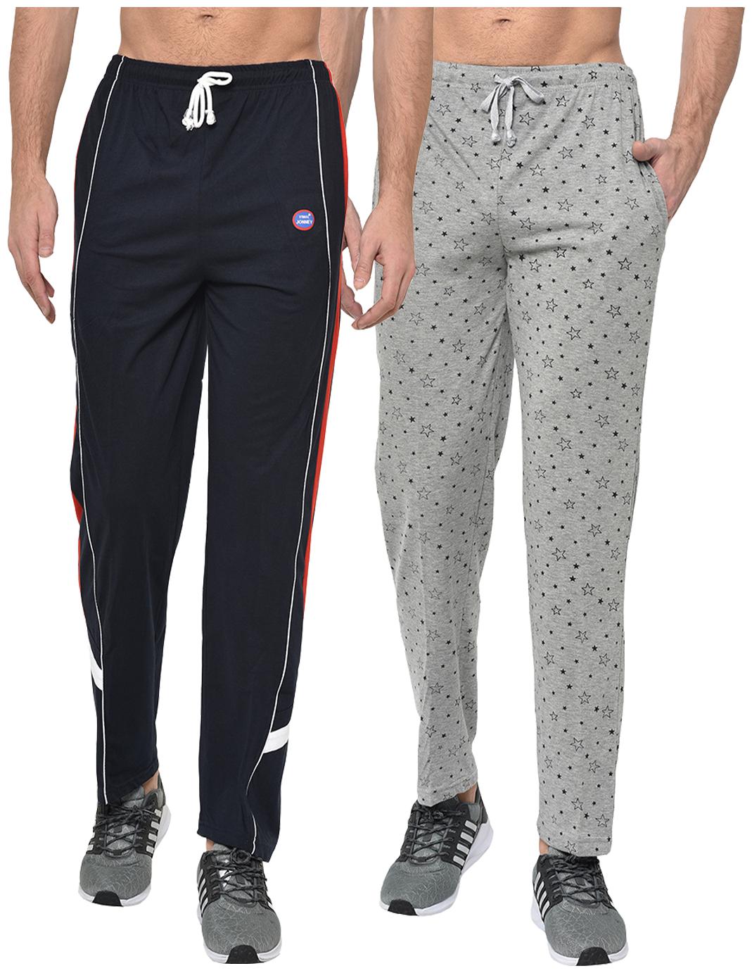 

VIMAL JONNEY Cotton Blend Printed Grey Navy Blue Track Pants For Men
