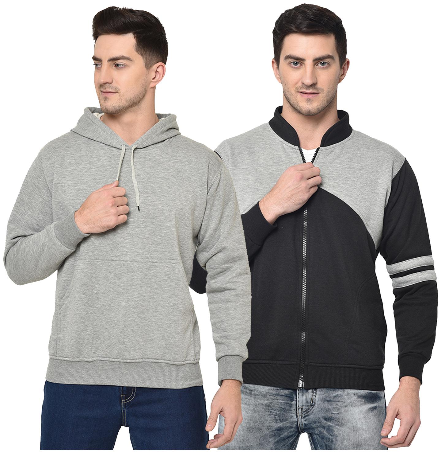 

VIMAL JONNEY Men Grey Black Hooded Hoodie