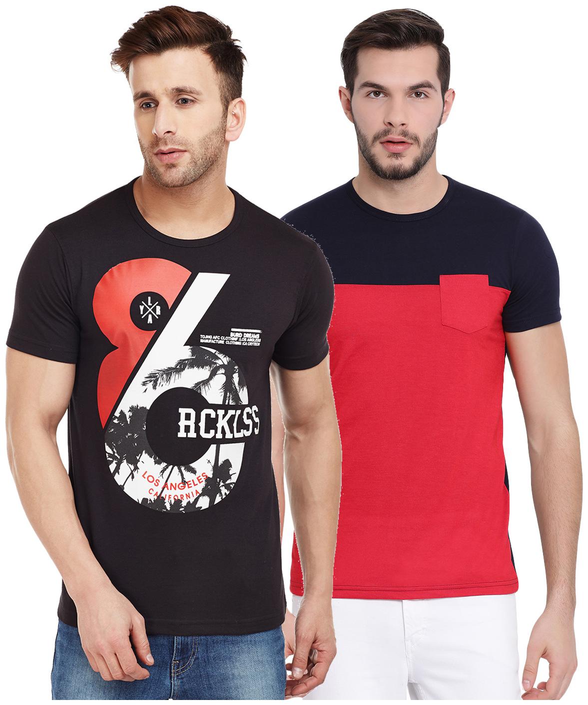 

VIMAL JONNEY Men Multi Regular fit Cotton Round neck T-Shirt - Pack Of 2