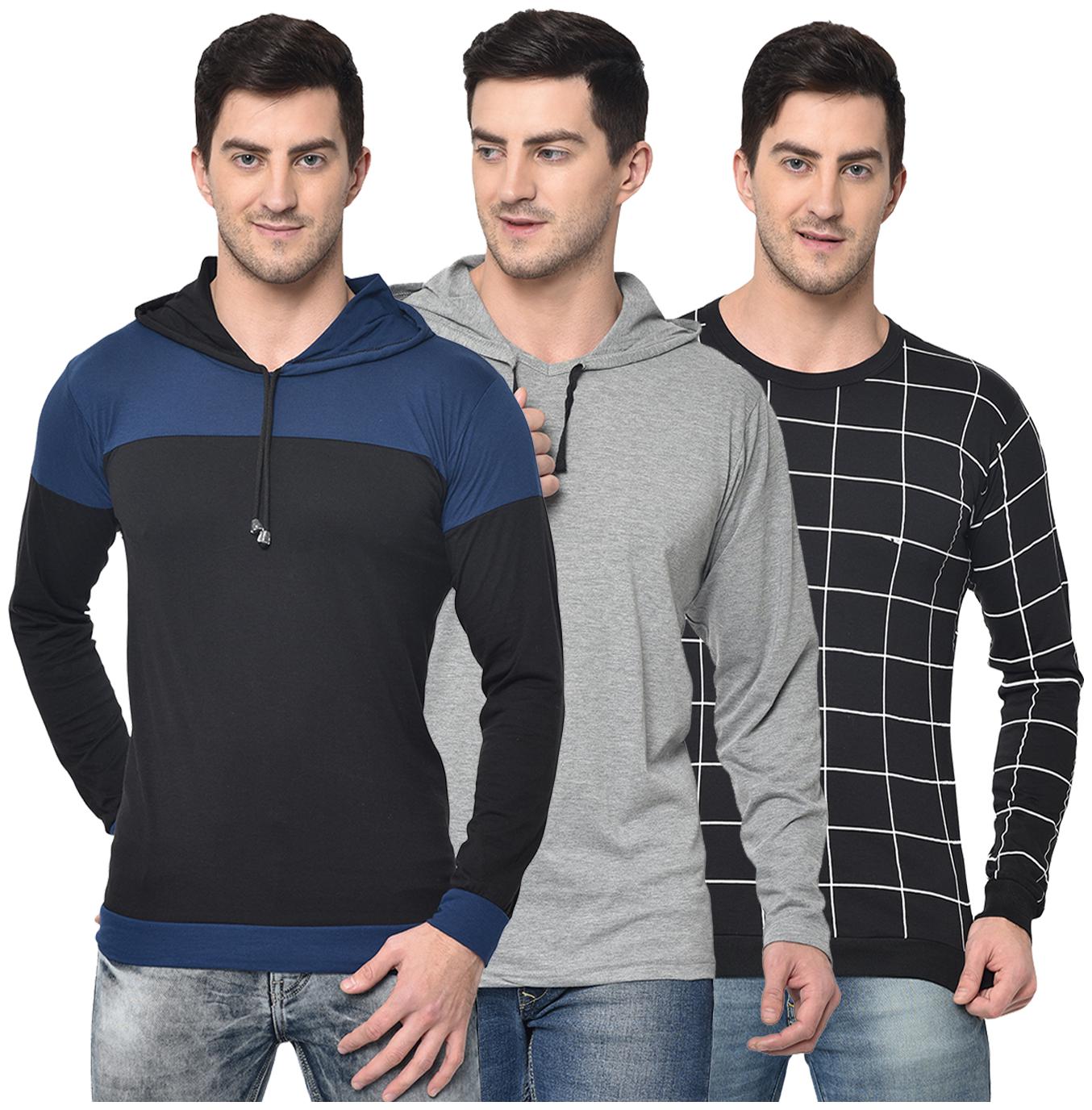 

VIMAL JONNEY Men Multi Regular fit Cotton Blend Hood T-Shirt - Pack Of 3