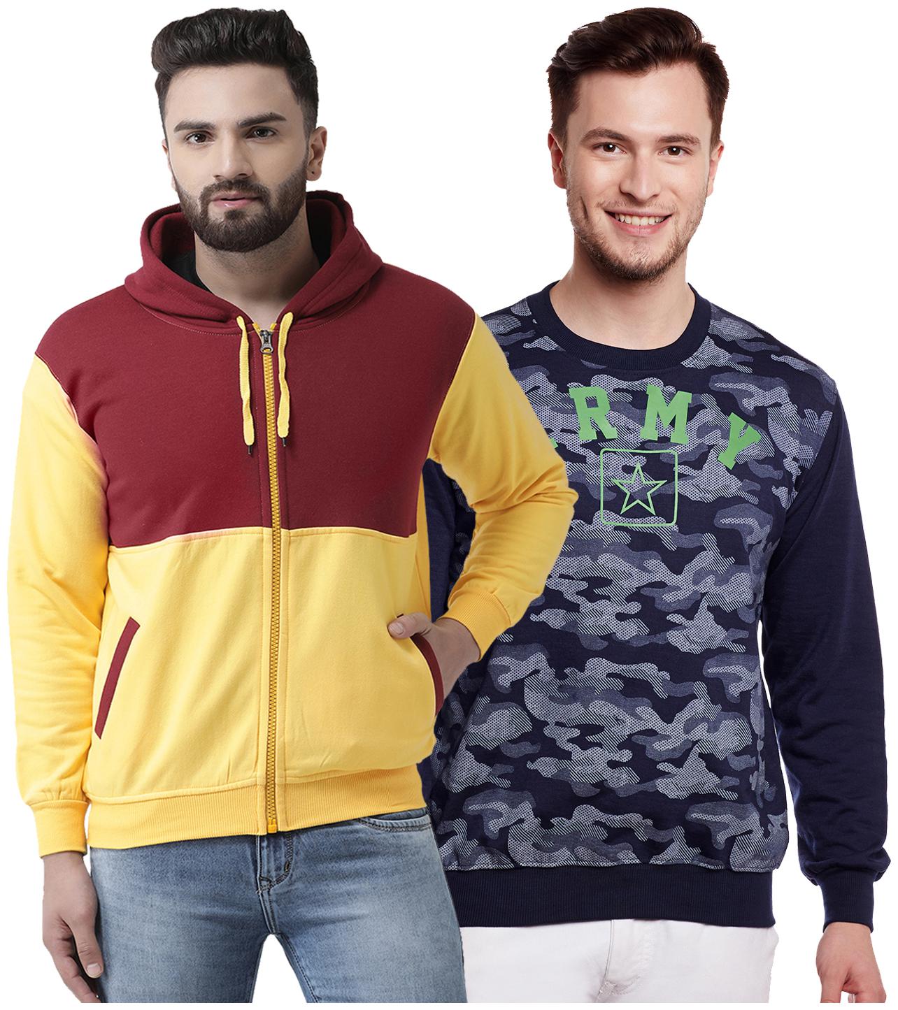 

VIMAL JONNEY Multicolor Cotton Sweatshirts For Men(Pack Of 2)