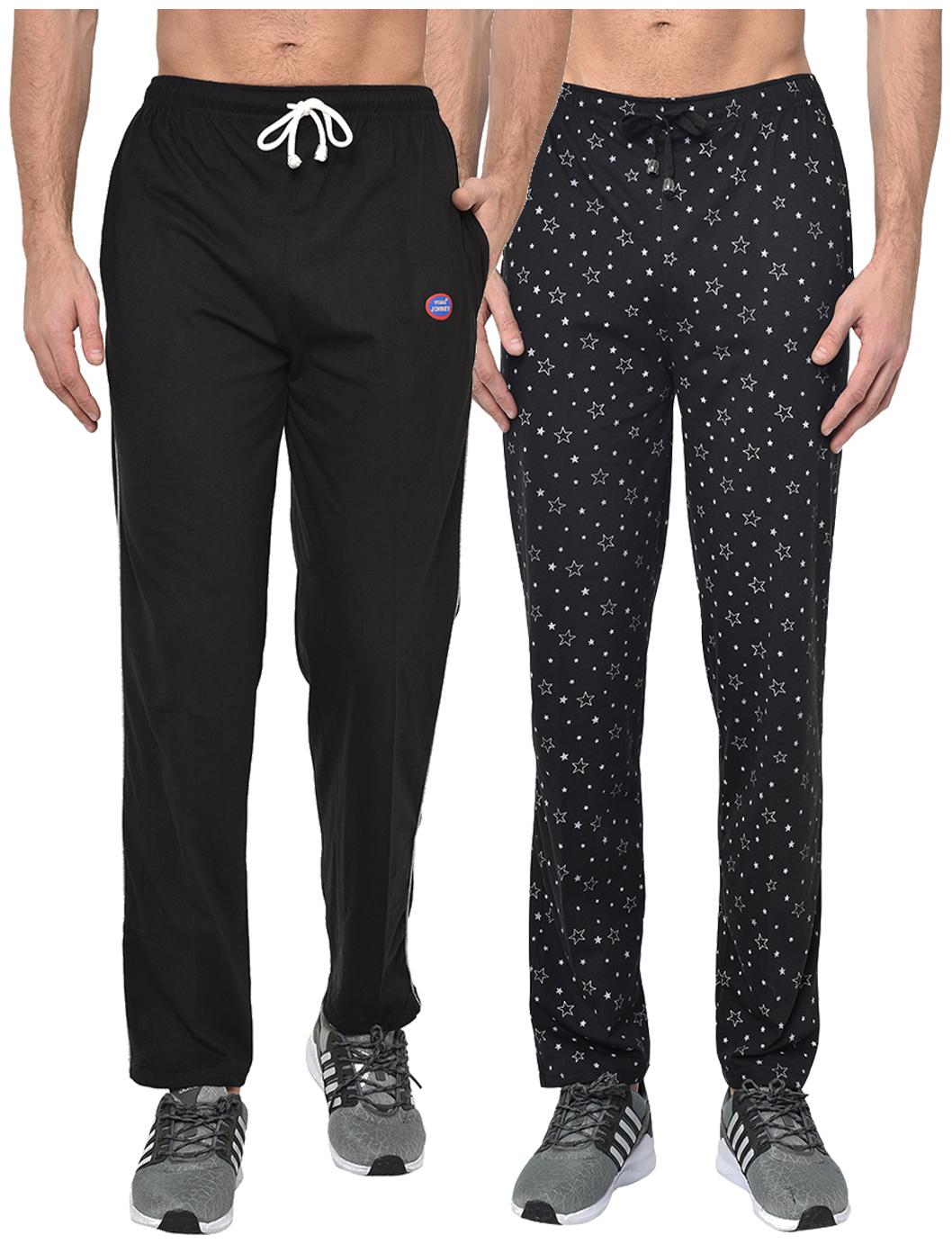 

VIMAL JONNEY Cotton Blend Printed Black Track Pants For Men