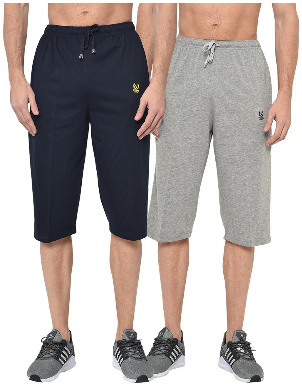 

VIMAL JONNEY Men Grey Blue Regular Fit Regular Shorts