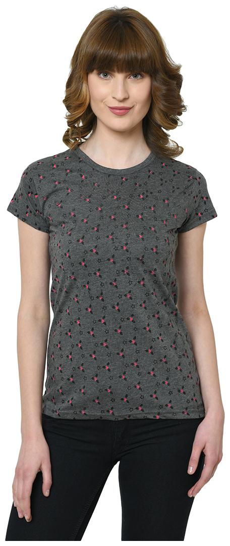 

VIMAL JONNEY Women Grey Regular fit Round neck Cotton T shirt