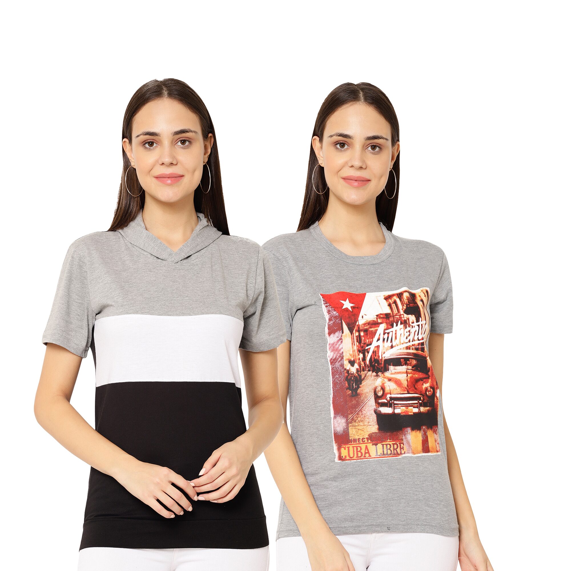

VIMAL JONNEY Women Multi Regular fit Round neck Cotton T shirt