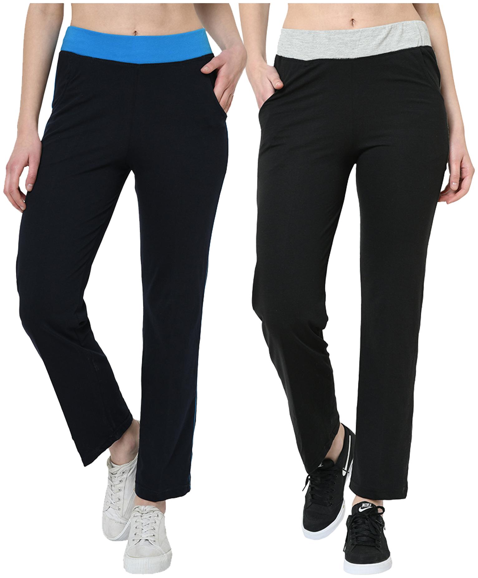 

VIMAL JONNEY Women Cotton Blend Solid Navy Black Track Pants