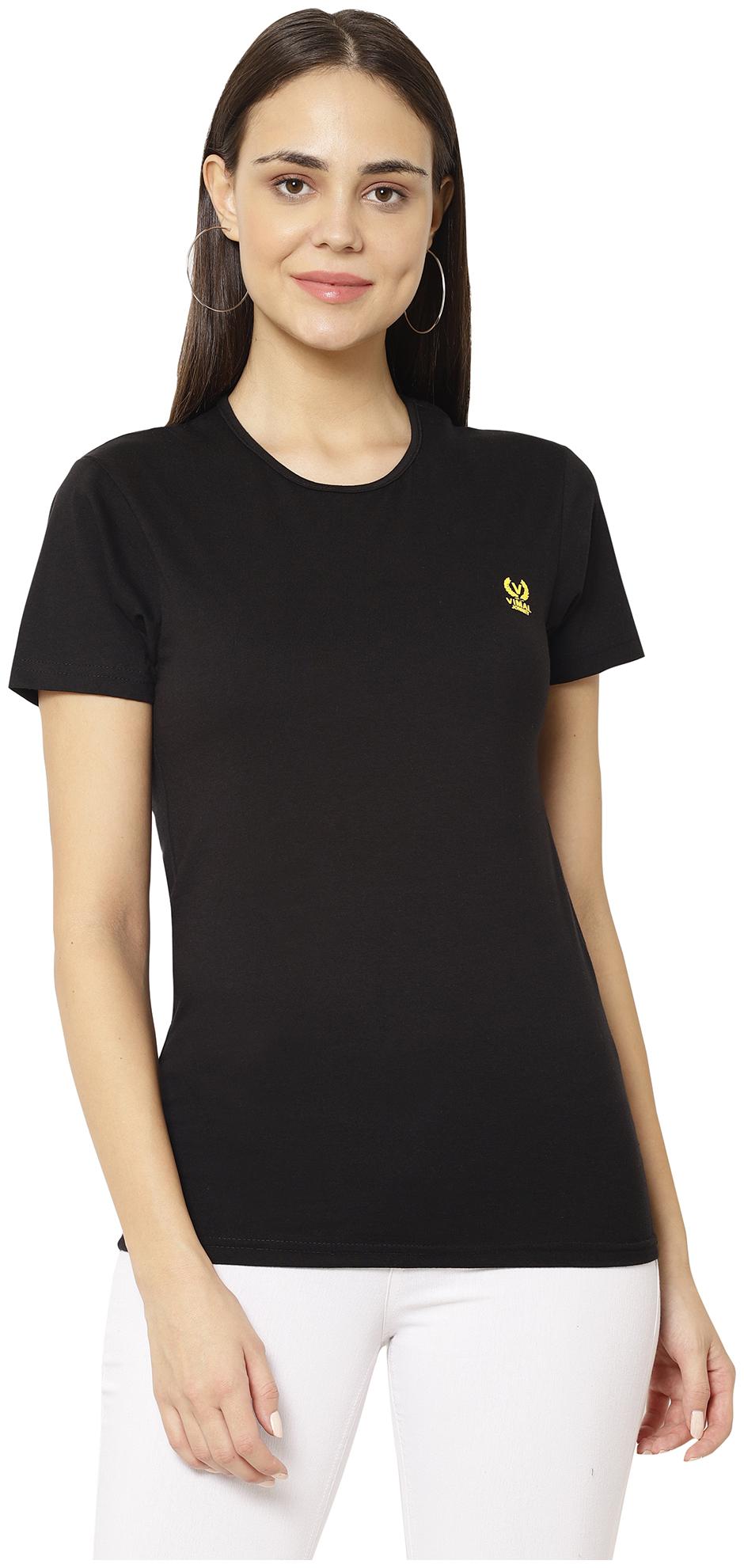 

VIMAL JONNEY Women Black Regular fit Round neck Blended T shirt