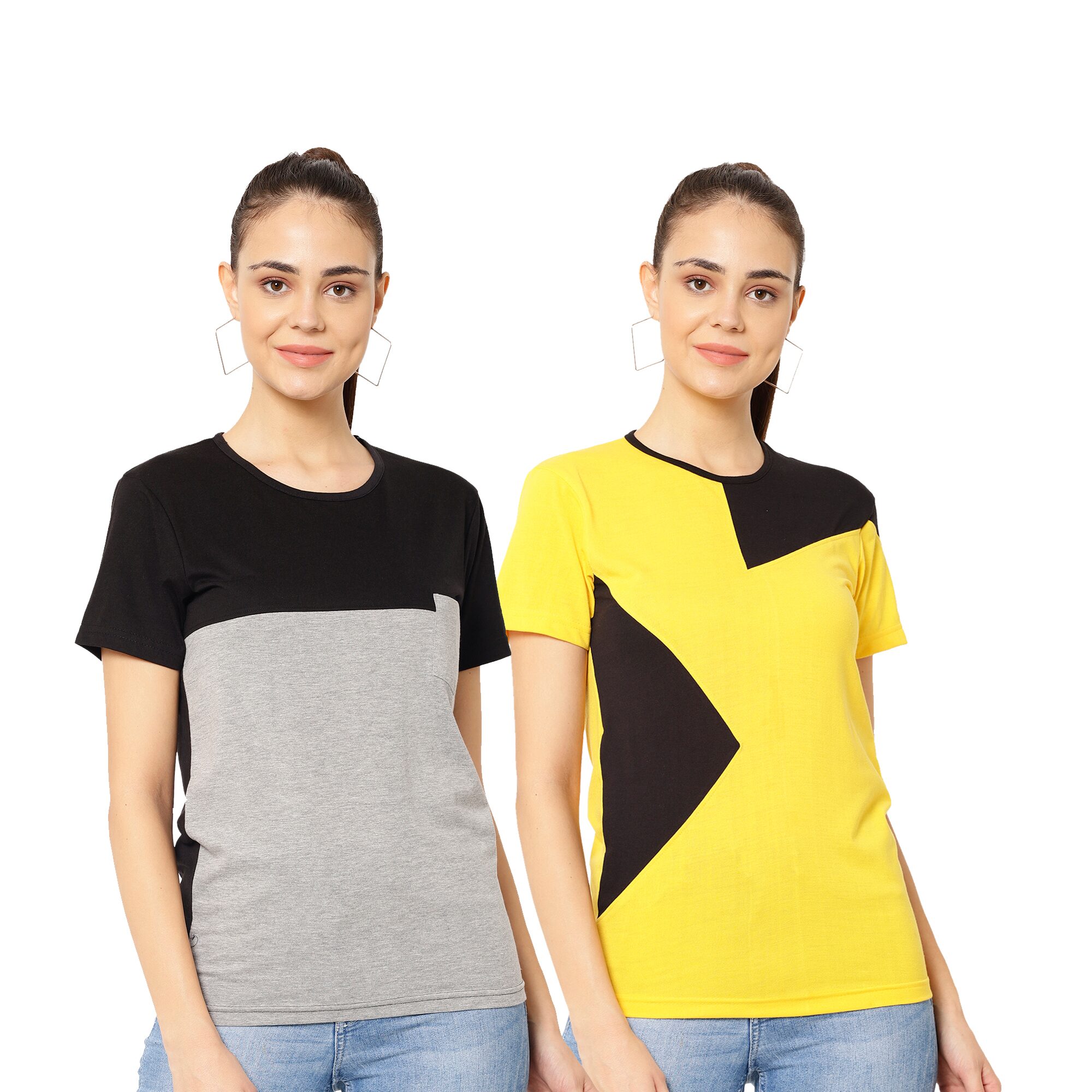 

VIMAL JONNEY Women Multi Regular fit Round neck Cotton blend T shirt